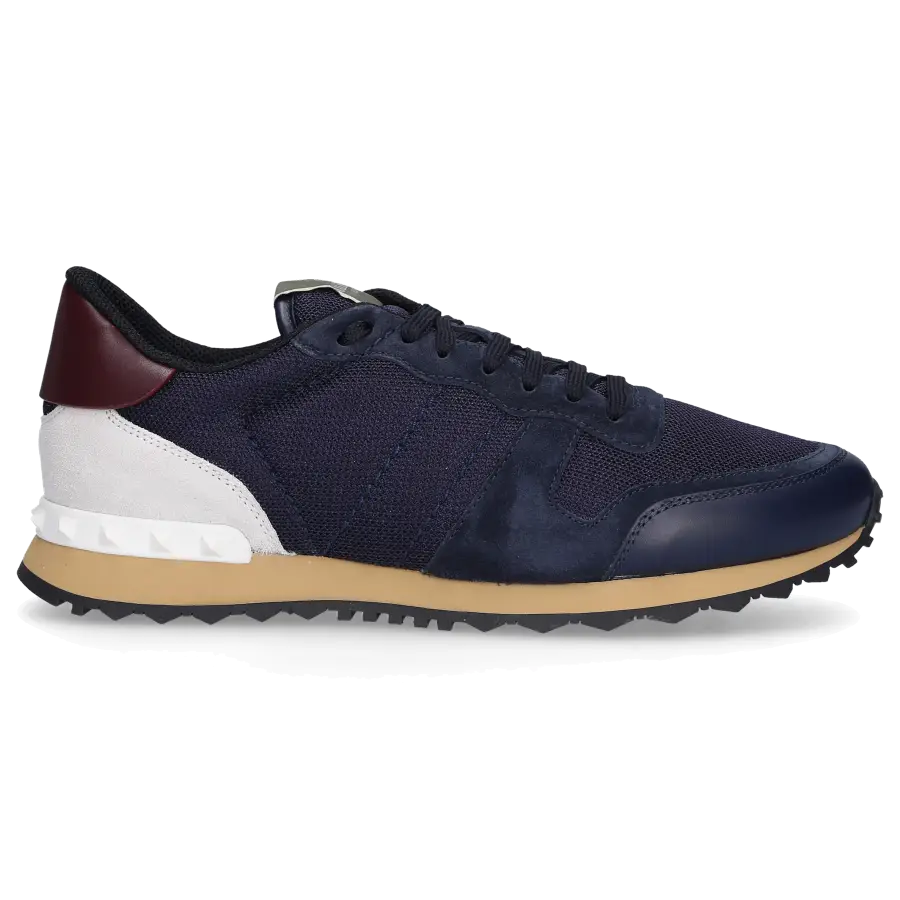 Sneaker low ROCKSTUD RUNNER Kalbsleder Nylon Logo Nieten dunkelblau - blau