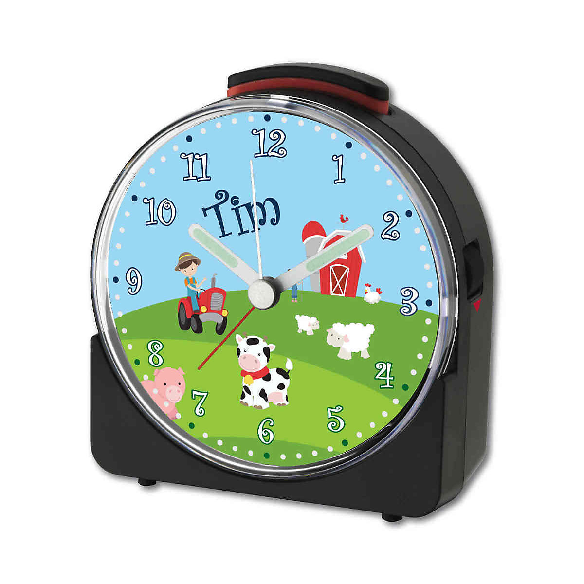 Kinder Funkwecker weiß personalisiert mit Namen Bauernhof