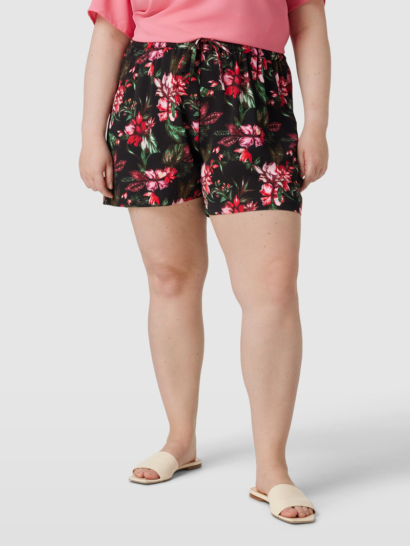 PLUS SIZE Shorts mit Allover-Muster Modell 'LUXFAB' in schwarz