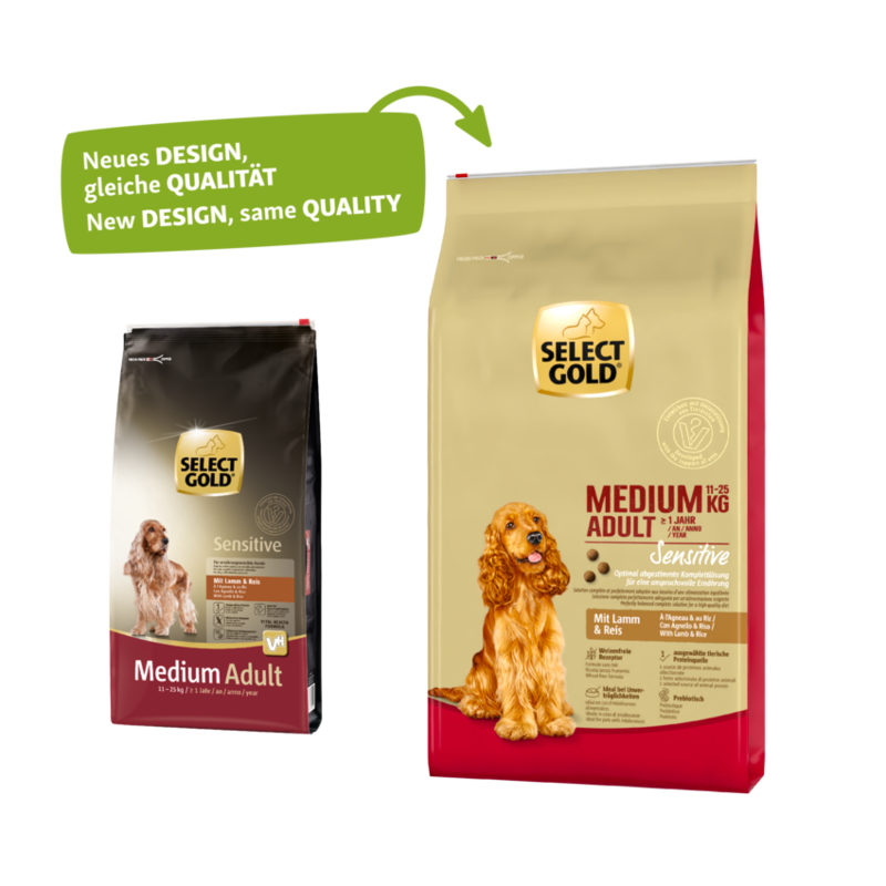 SELECT GOLD Hundetrockenfutter SELECT GOLD Sensitive Adult Medium Lamm & Reis 12 kg