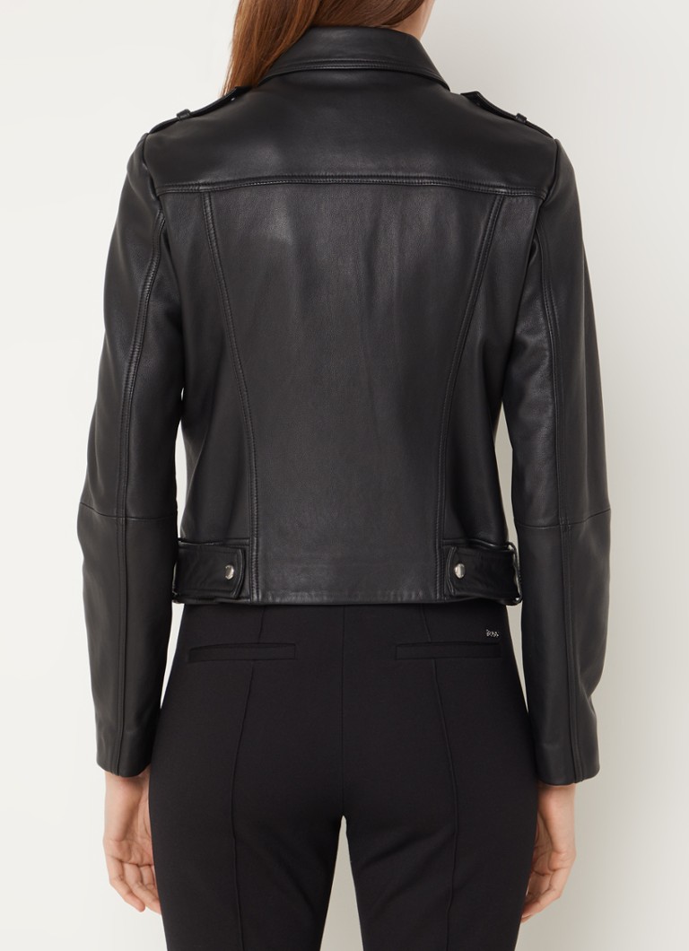 HUGO BOSS Sameli faux leather biker jacket with side pockets