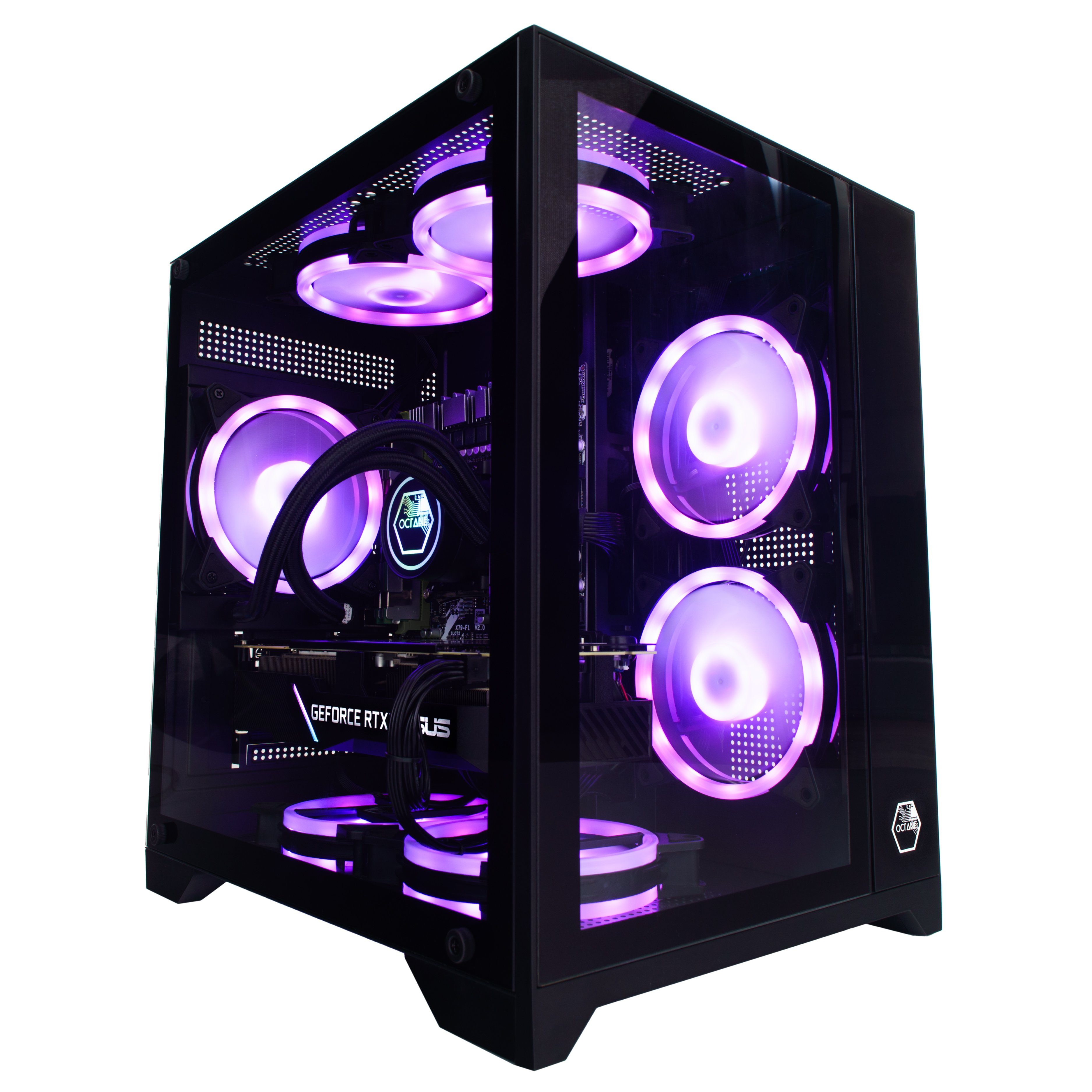 Inter-Tech Wasserkühlung 64GB RAM 10 Kerner NVIDIA RTX M.2 SSD + bis 6TB HDD Gaming-PC (Intel, 64GB RAM + 250GB M.2 SSD + 3TB HDD Festplatte GB RAM)