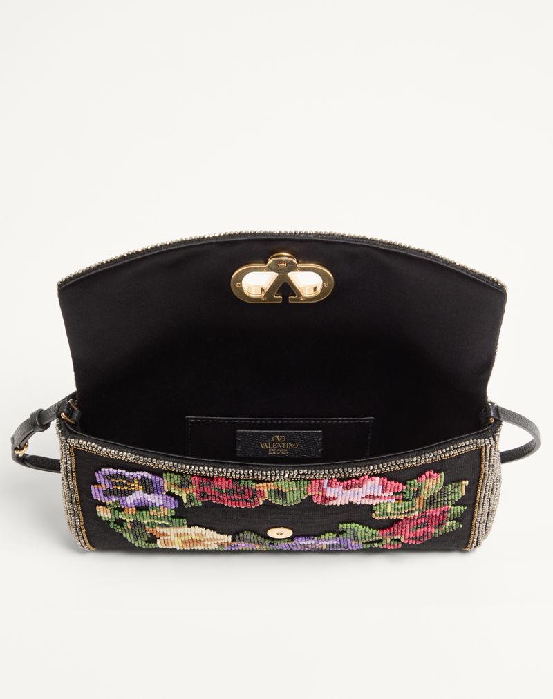 Bolsa de ombro pequena bordada Valentino Garavani Devain