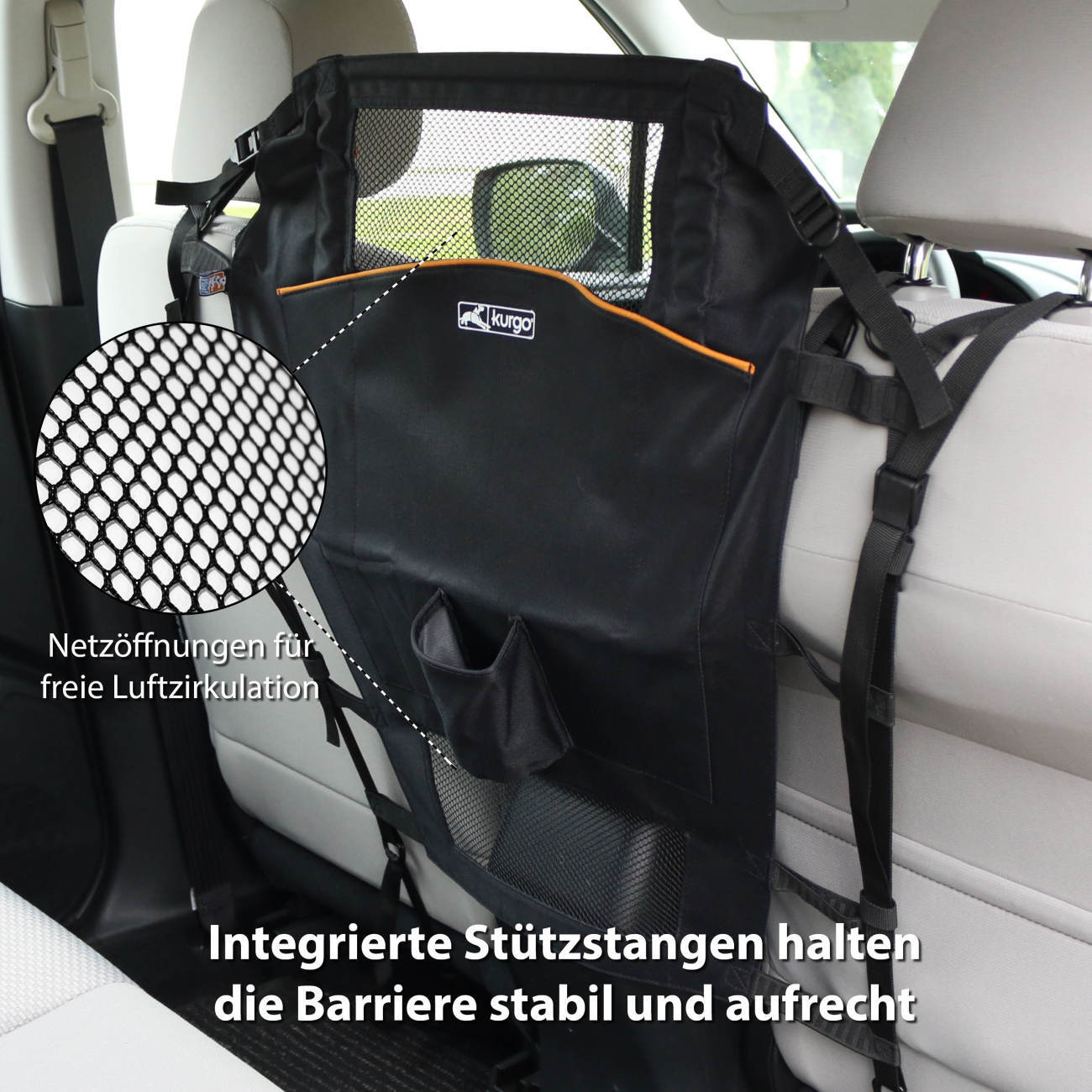 Kurgo Autozubehör Kurgo Rücksitz-Trennwand für Hunde, Schwarz