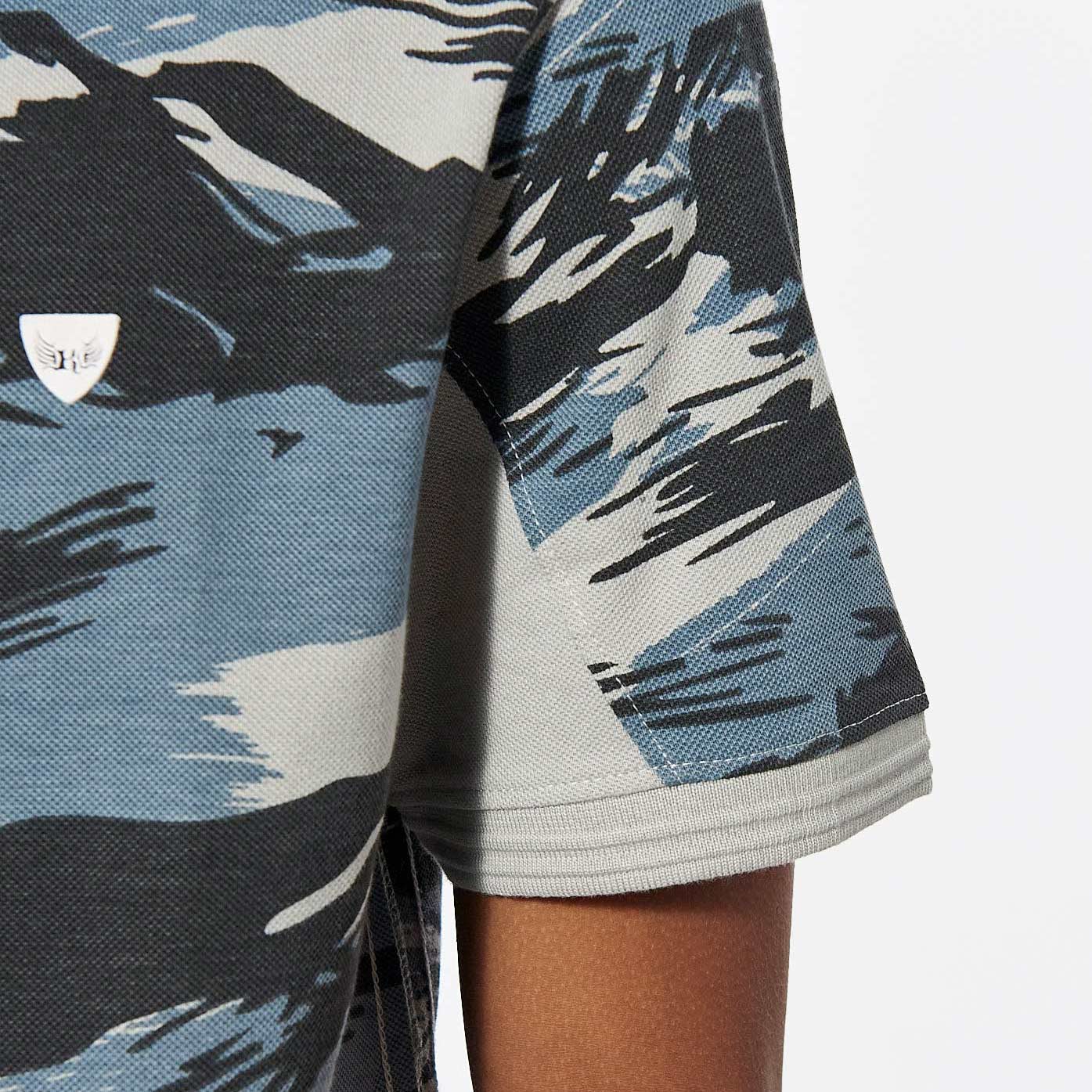 MAYER  Polo camouflage bleu Homme en 100% coton