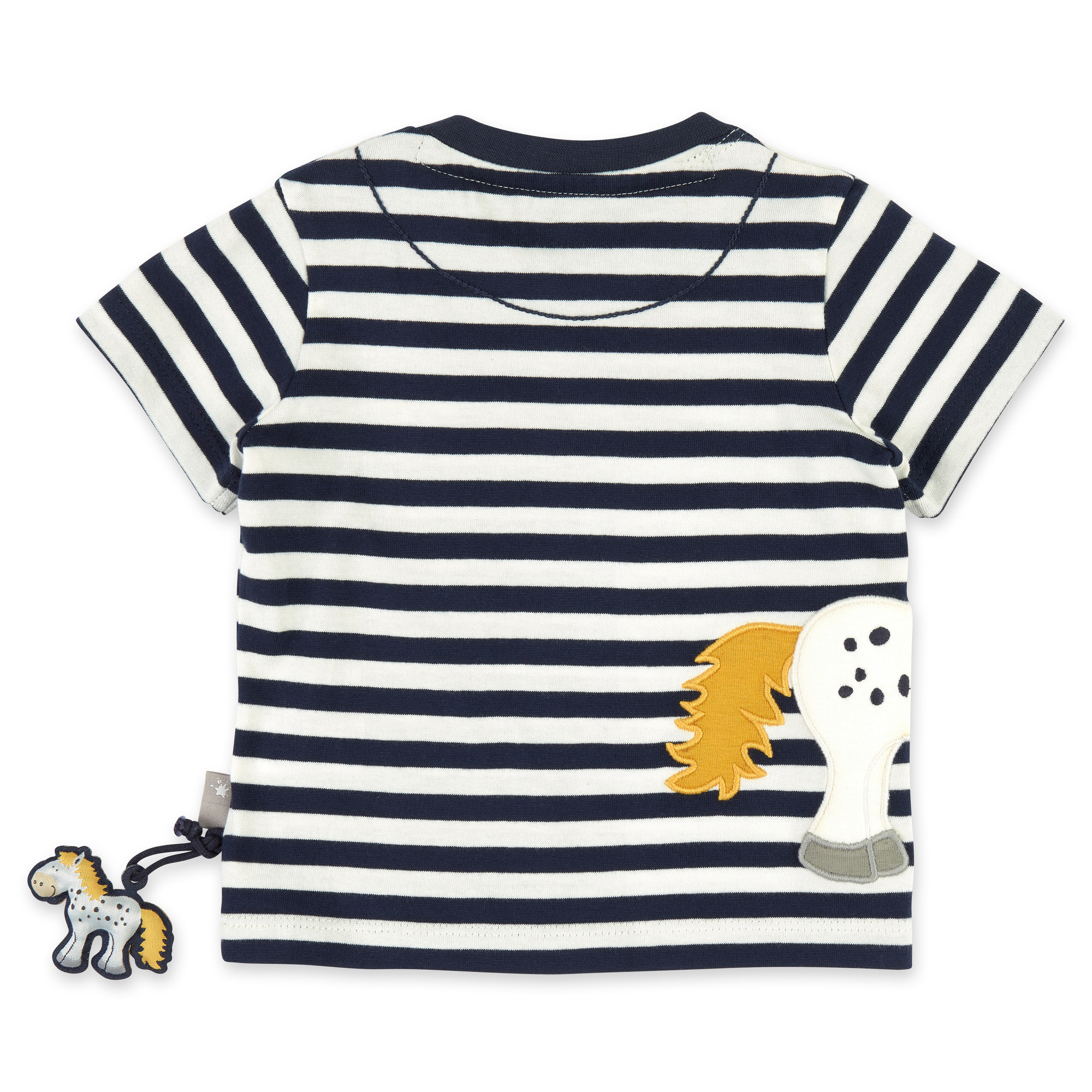 Baby T-Shirt Pony, blau-weiß geringelt