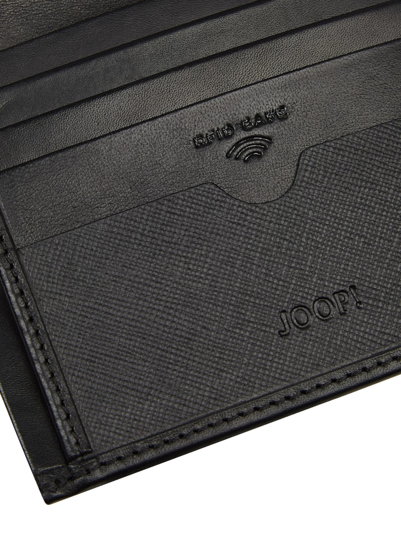 Geldbörse aus Leder mit Logo-Prägung in schwarz