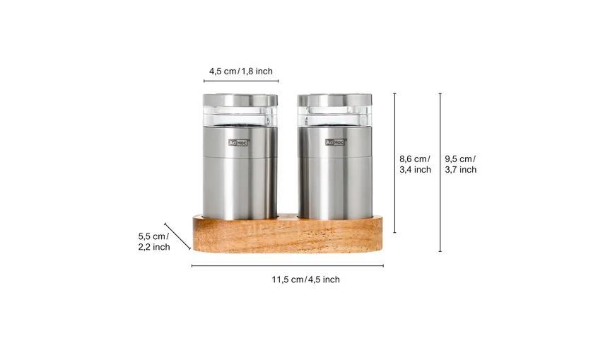 AdHoc Salz- und Pfeffermühle mit Tablett Menage Molto