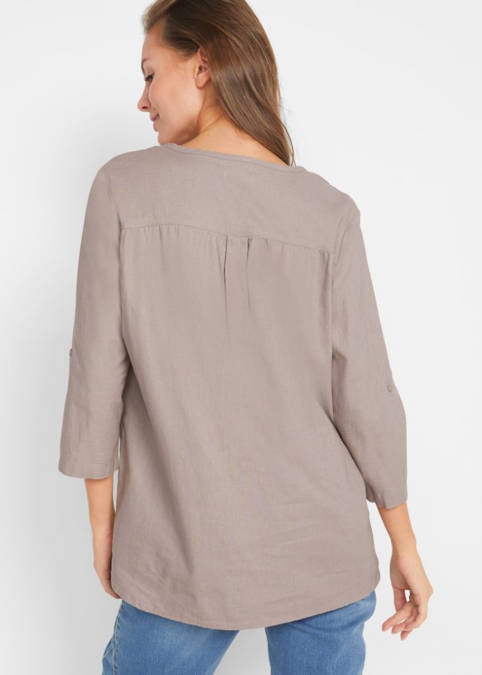 Bluse mit Leinen, 3/4 Arm