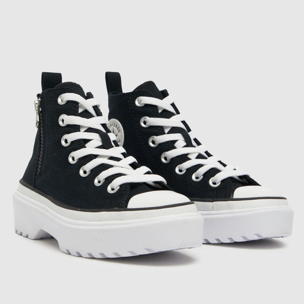 Converse svarta och vita All Star Lugged Lift Hi flickor juniorsneakers