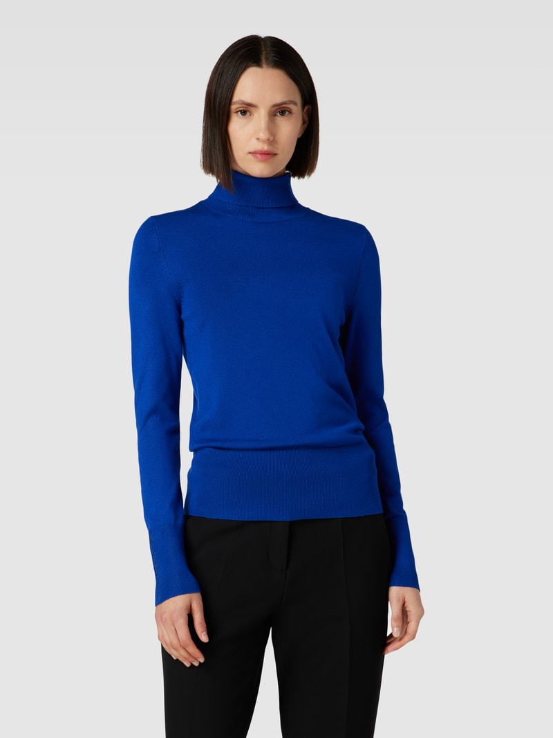 Rollkragenpullover mit gerippten Abschlüssen in royalblau