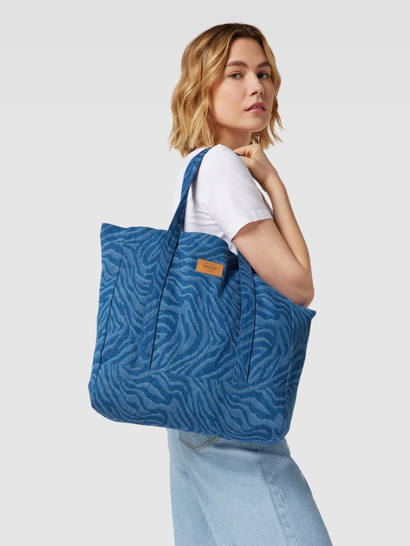 Tote Bag mit Allover-Muster Modell 'Sierra' in jeans