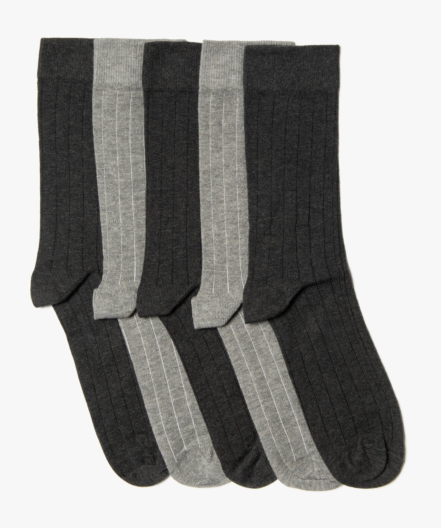 Chaussettes homme en maille ctelée (lot de 5) gris | GEMO