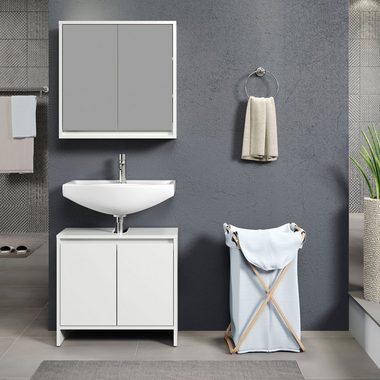 INOSIGN Badmöbel-Set Banta, (2-St), 2 Teile, Breite 60 cm, Tiefe 28 cm, grifflos, weiß, matt