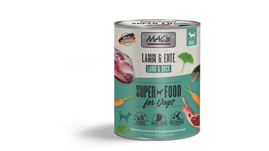 MAC's DOG Hundenassfutter Lamm & Ente 800 g