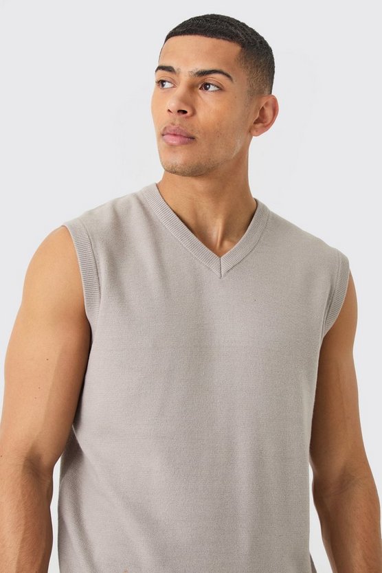 Strick-Pullover mit V-Ausschnitt