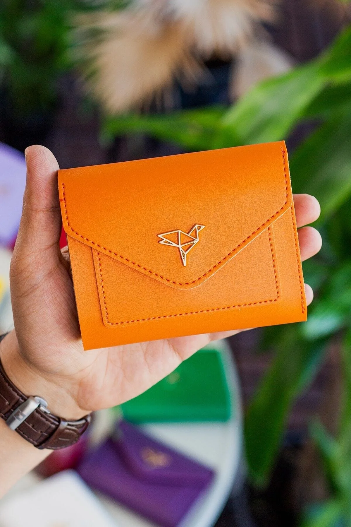 Garbalia  Columbia Mini-Geldbörse für Damen aus veganem Leder in Orange mit Münzfach und losem Kartenhalter