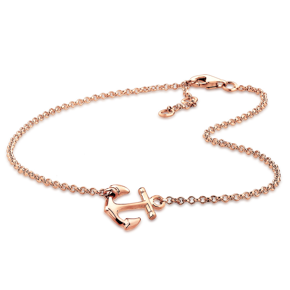 Elli Elli Bracelet de Cheville Femmes Pendentif Ancre Maritime Mer en Argent Sterling  Bijoux