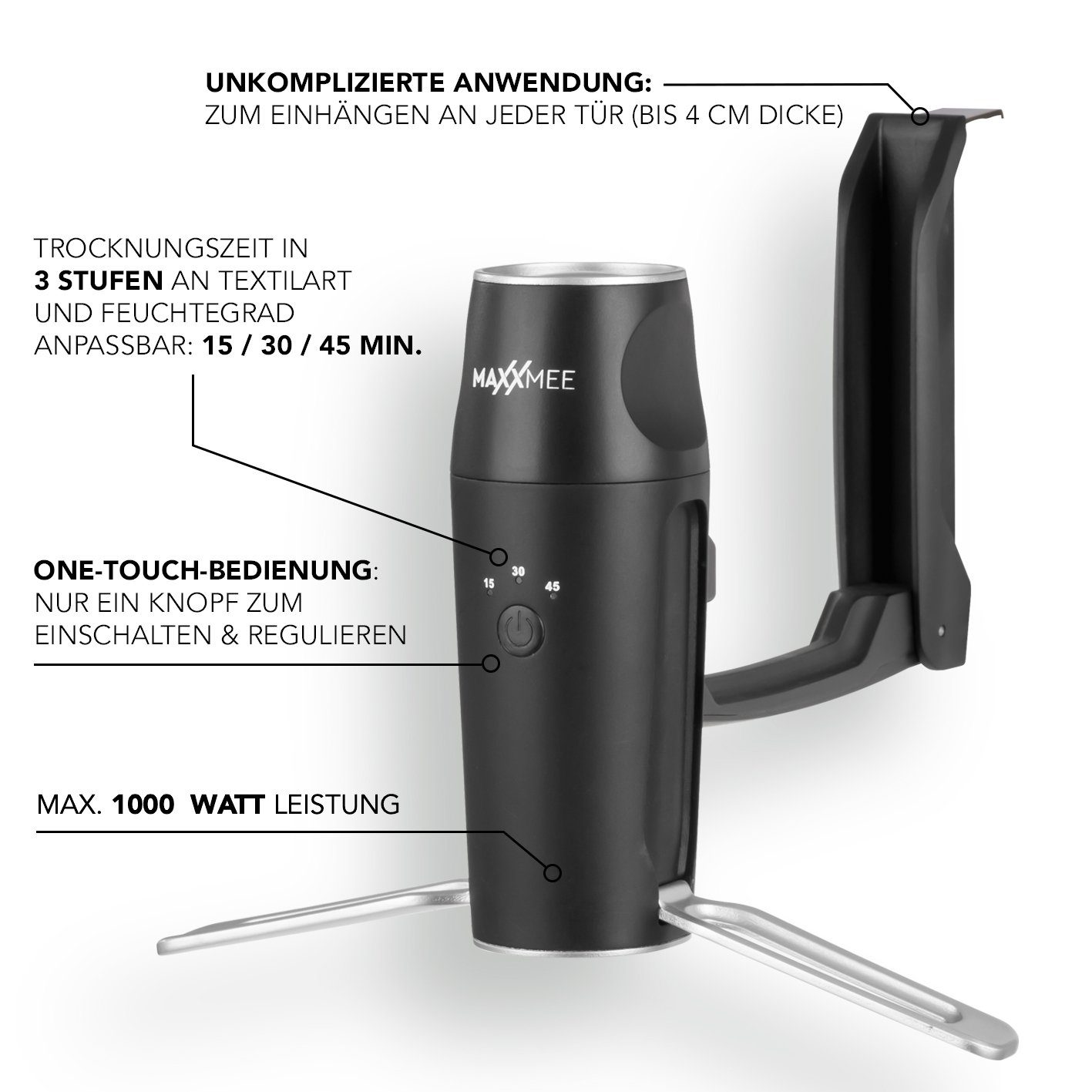 MAXXMEE Bügelsystem inkl. Tasche, Hemden- & Blusenbügler Kompakt schwarz