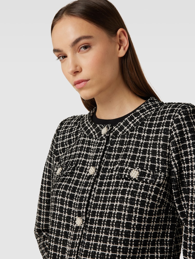 Blazer mit Rundhalsausschnitt und Knopfleiste in black