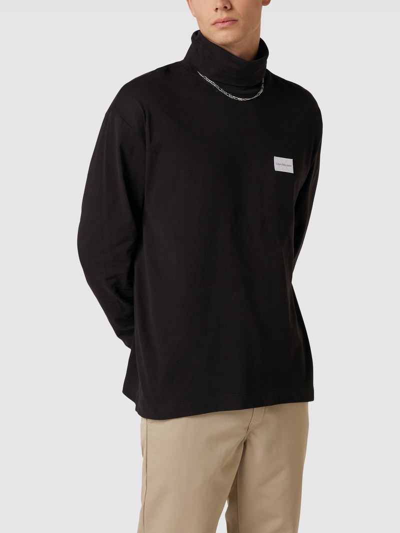 Longsleeve mit Label-Patch Modell 'SHRUNKEN' in black