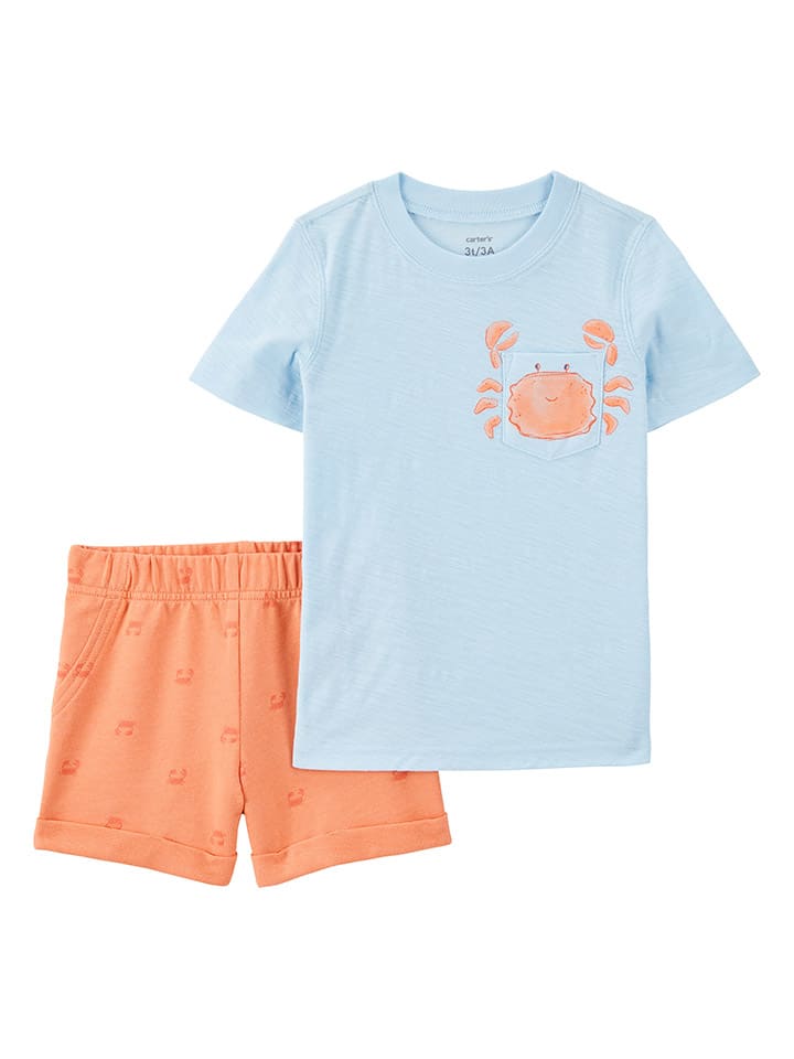 carter's 2tlg. Outfit in Hellblau/ Orange günstig kaufen