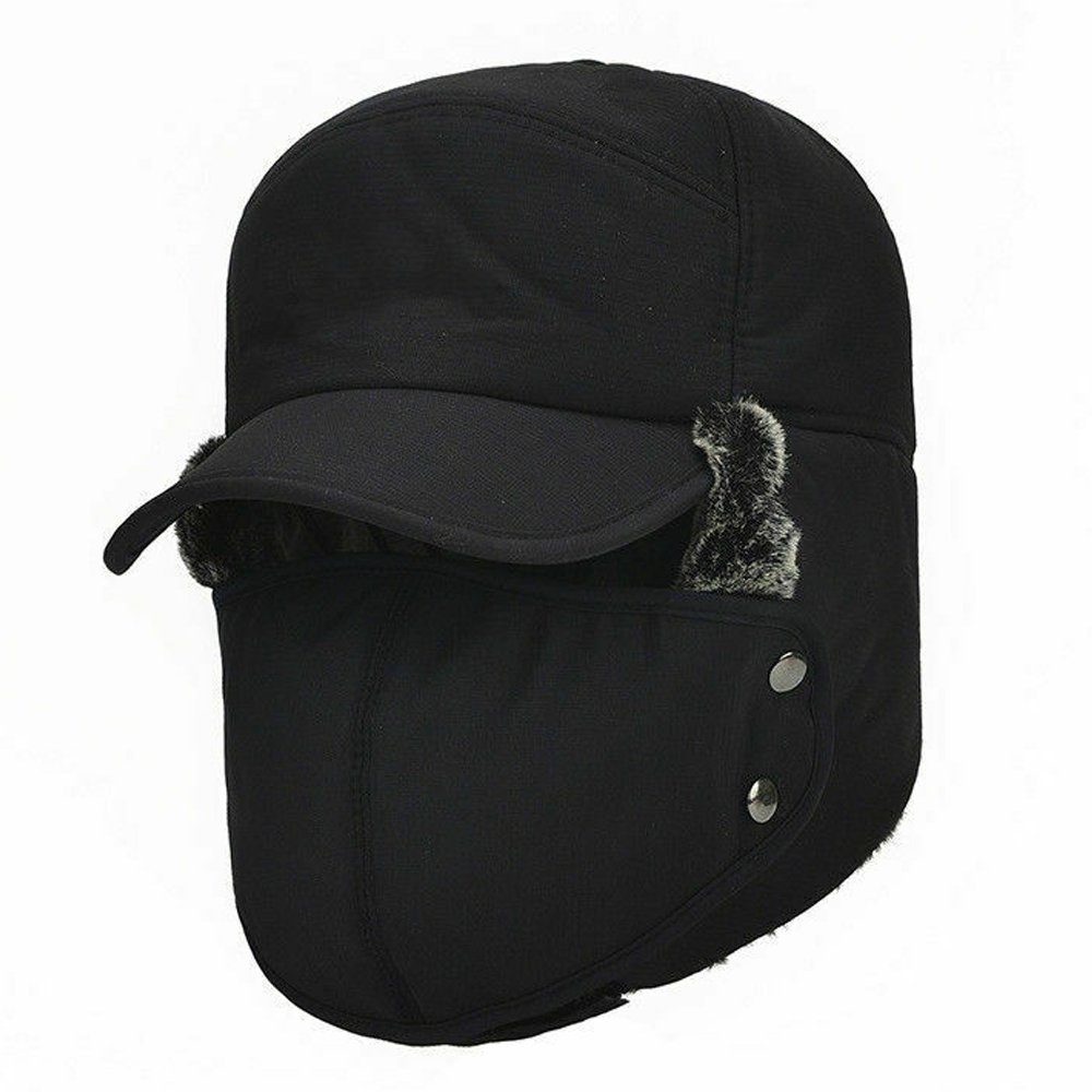 Bedee Skimütze Winddicht Warm Wintermütze mit Ohrenklappen Fliegermützen für Herren (Schwarz Wintermütze, 1-St., Herren Winter Schirmmütze Mütze Fahrrad Mütze) Herren Winter Cap für Skaten Snowboarden Radfahren