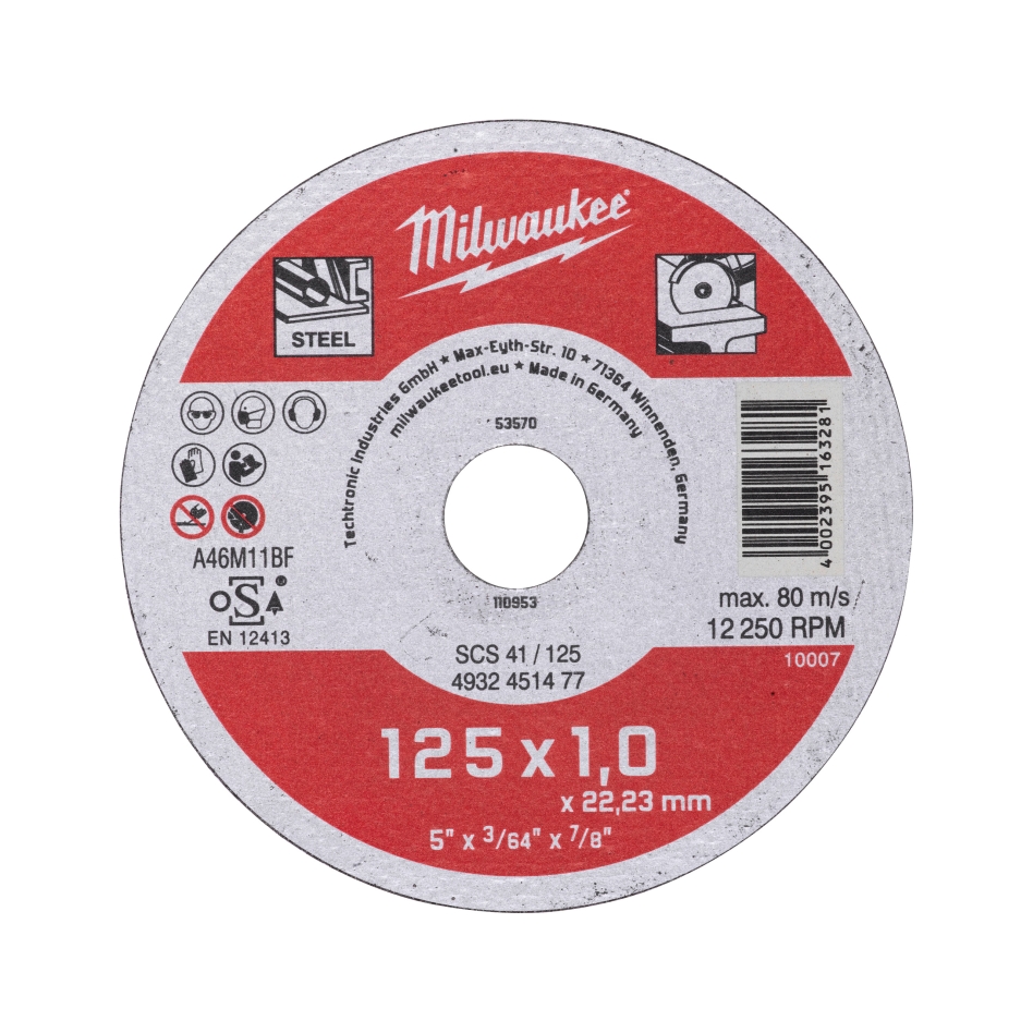Milwaukee-lisävarusteet 4932451477 Ohuet metallin katkaisulaikat SCS 41 / 125 x 1 x 22 mm Contractor-sarja - 1 kpl