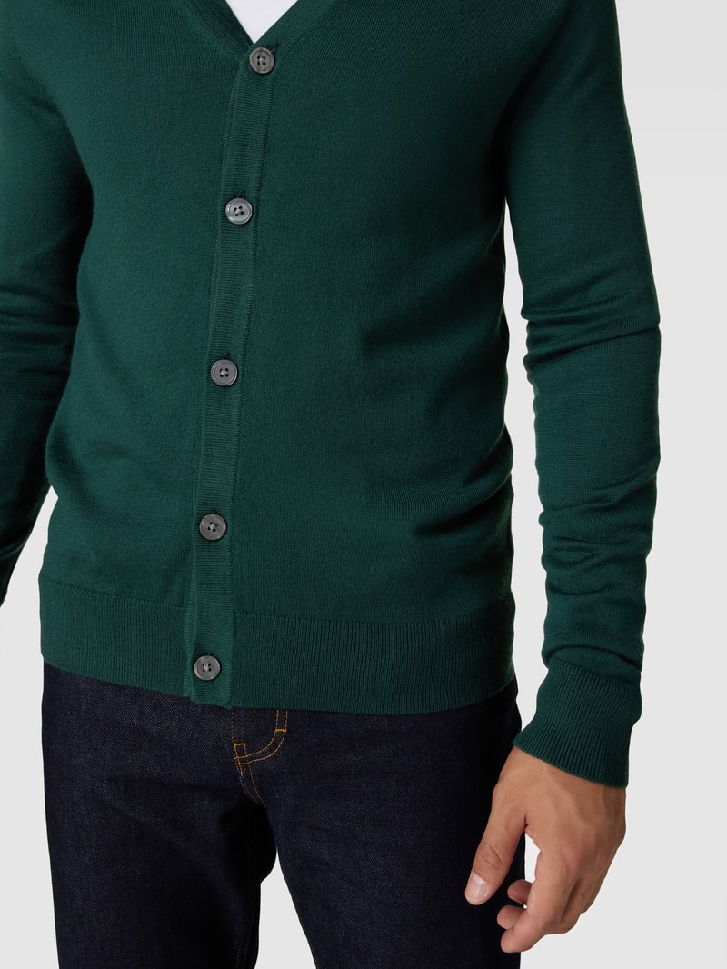 Strickjacke mit V-Ausschnitt und Knopfleiste in bottle