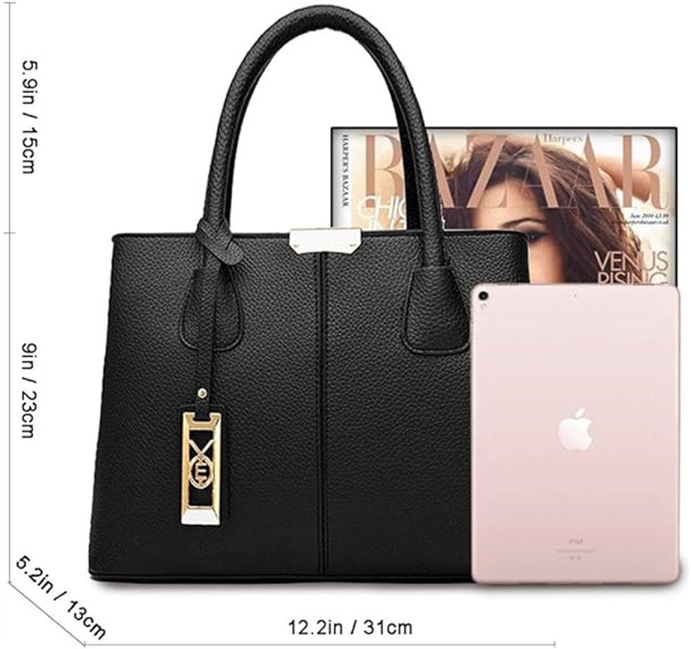 REDOM Henkeltasche Umhängetasche Handtasche Tragetasche Aktentasche Tasche Damen Frauen (Schultertasche Arbeitstasche Messenger-Tasche Top Griff Schultergurt, Freizeittasche, Unitasche, Bürotasche, Kunstleder, Kunstledertasche), für Frau Frauen Junge