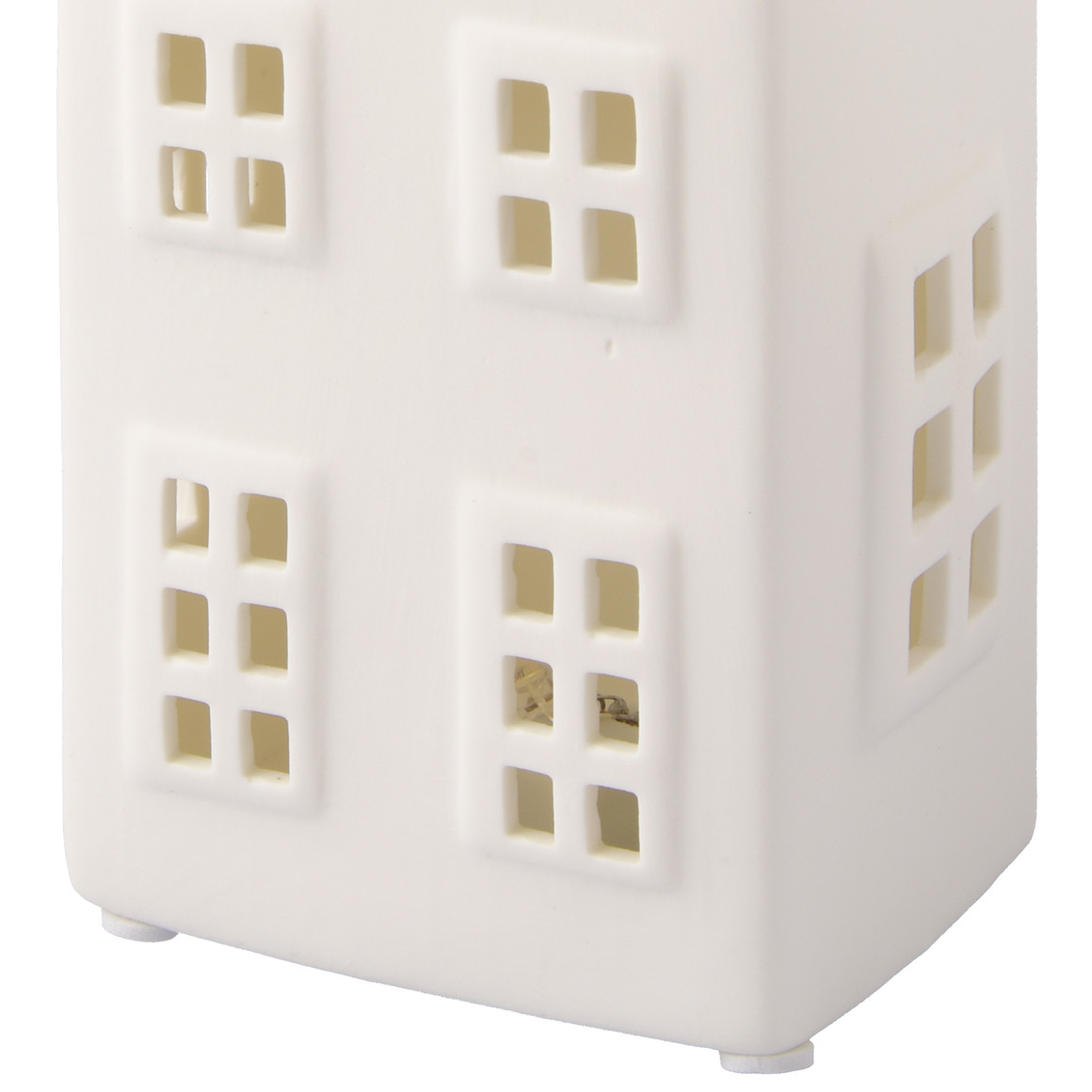 Großes  LED-Deko-Haus aus Porzellan weiss