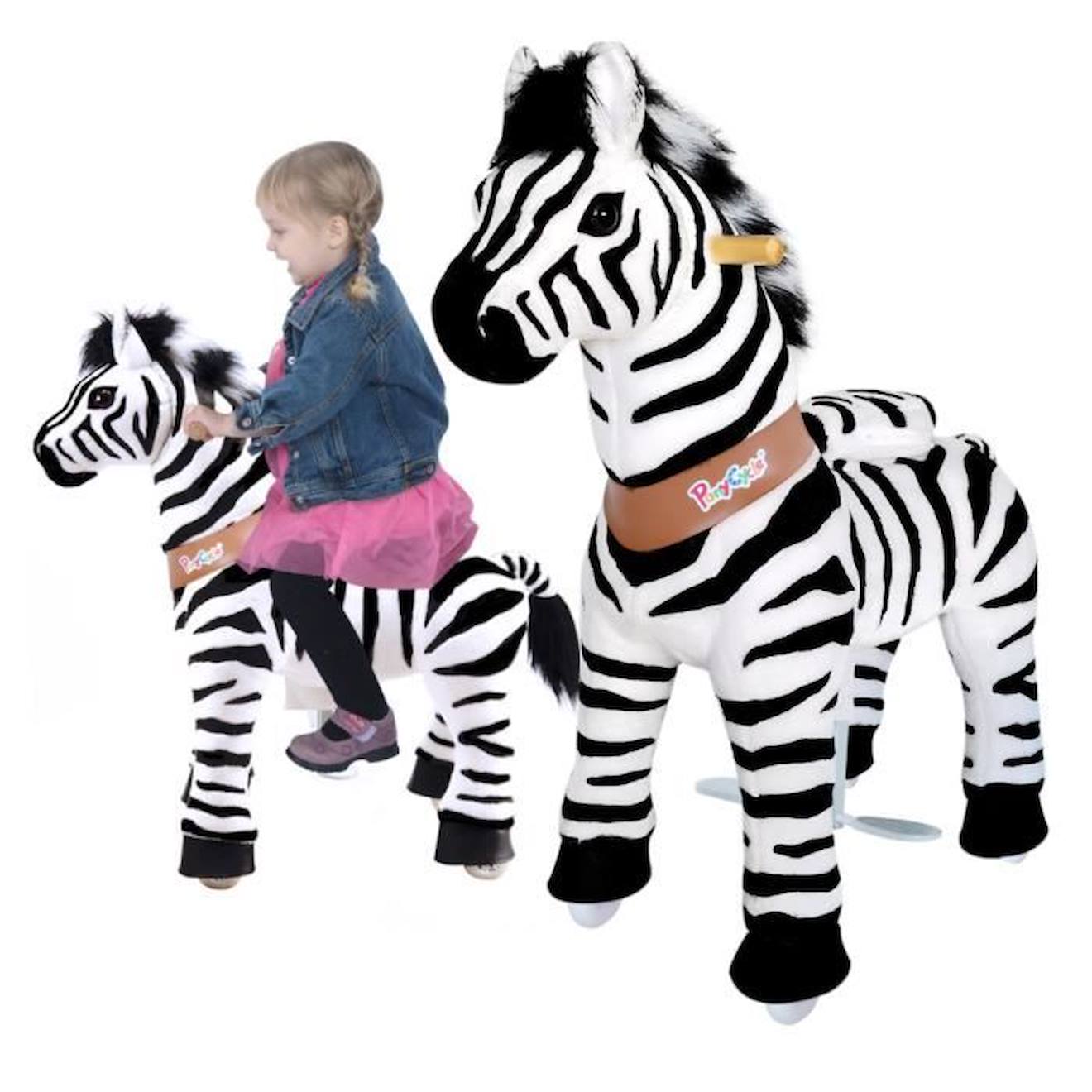 PonyCycle Modèle U Monter à cheval Animal qui marche Zebra à roues avec frein et son Taille 4 pour les 4-8 ans Ux468 noir