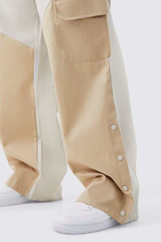 Plus Slim-Fit Colorblock Cargohose mit Lasche