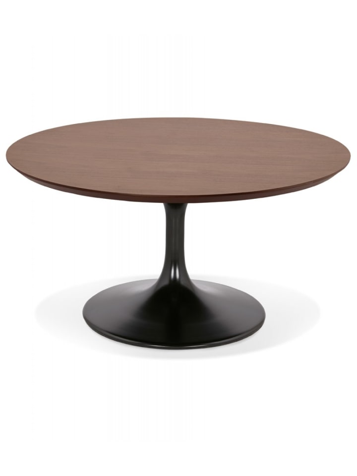 KADIMA DESIGN Runder Couchtisch Holz Walnuss Metall | Modernes Design in Braun günstig kaufen onesize