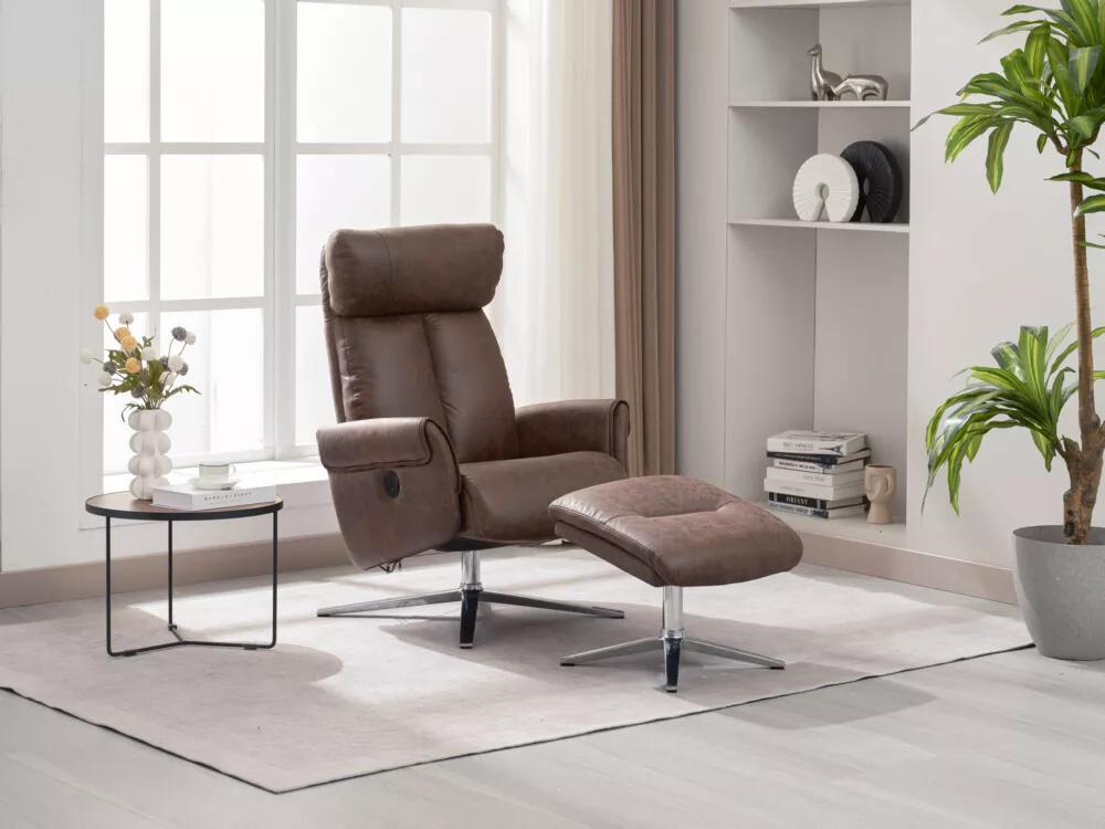 Happy Home Happy Home elektrisch verstellbarer Relaxsessel mit Hocker HWP51-BRN braun