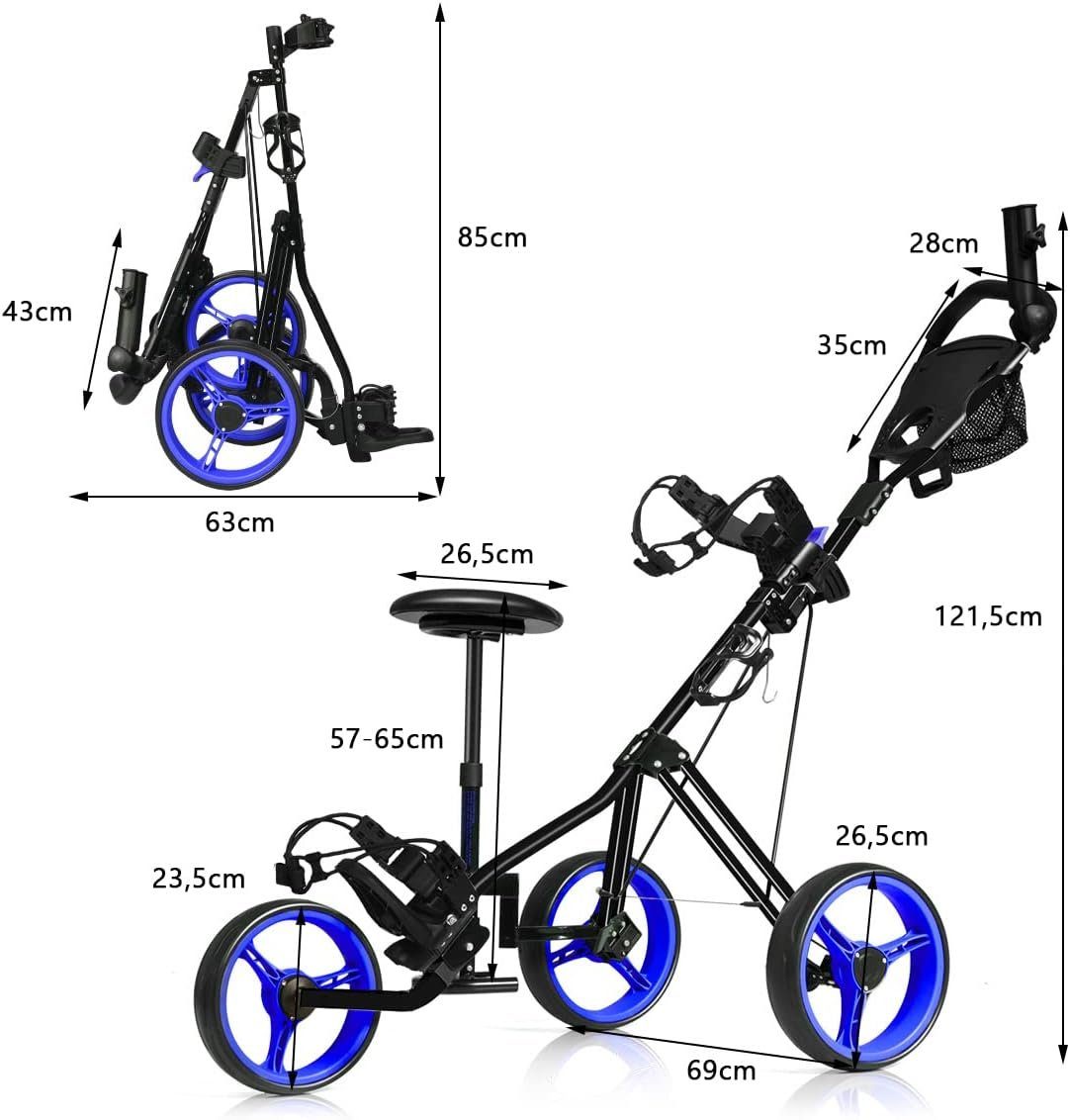 KOMFOTTEU Golftrolley Golfwagen, klappbarer Golf-Push-Pull-Wagen
