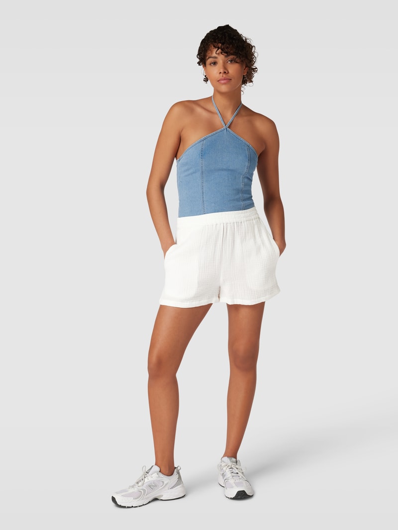Shorts mit Strukturmuster in weiß