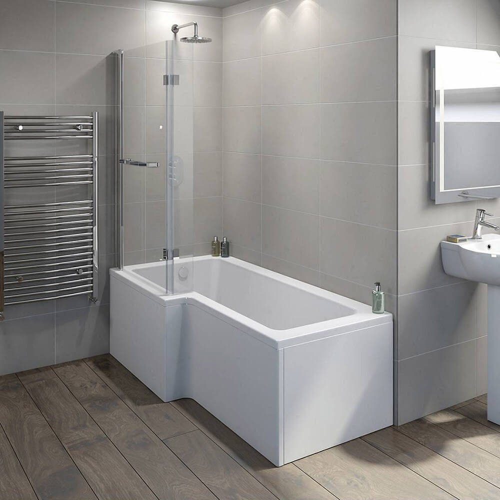HOME DELUXE Badewanne ELARA, 170 x 85 x 53 Badewanne mit Dusche, inkl. Duschabtrennung & Zubehör