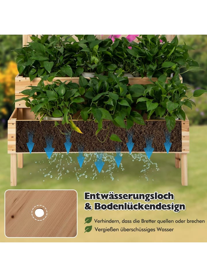COSTWAY Blumenkasten mit Spalier in Beige günstig kaufen onesize