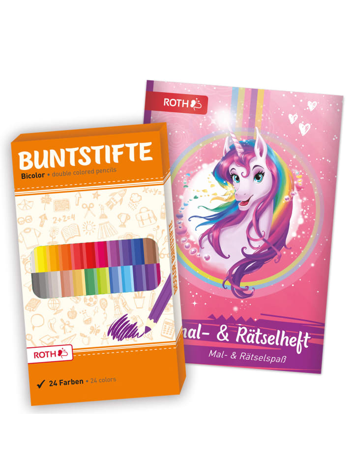 ROTH Set Ausmalbuch und Buntstifte, Einhornportrait in Rosa günstig kaufen onesize