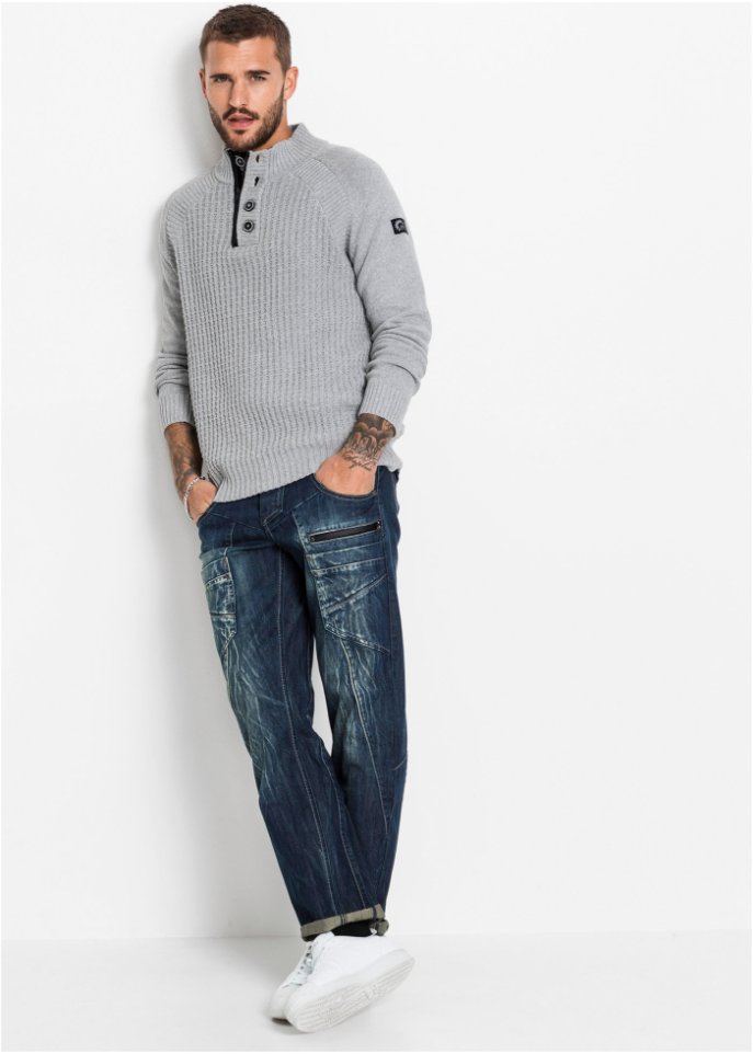 Stehkragen-Pullover mit recycelter Baumwolle