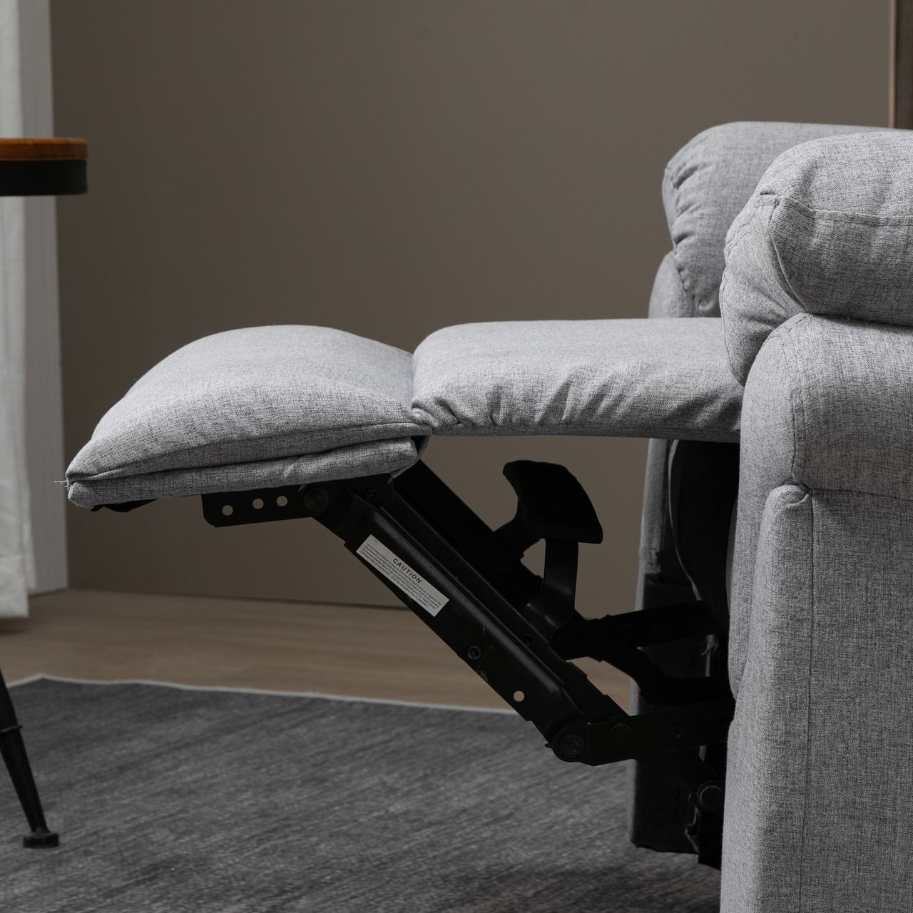 HOMCOM Relaxsessel mit Liegefunktion Einzelsofa Verstellbar Liege 165° neigbar Liegesessel Ruhesessel Fernsehsessel für Wohnzimmer Schlafzimmer Leinen-Touch Hellgrau 91 x 92 x 102 cm