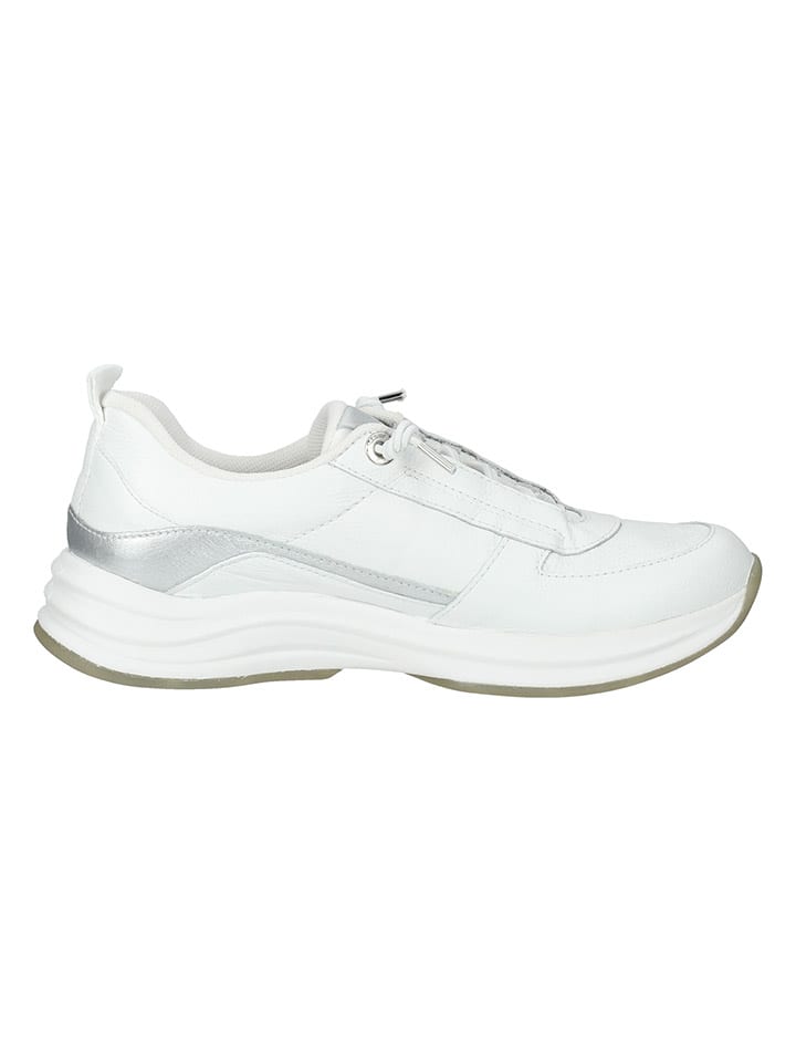 Paul Green Leder-Sneakers in Weiß/ Silber günstig kaufen
