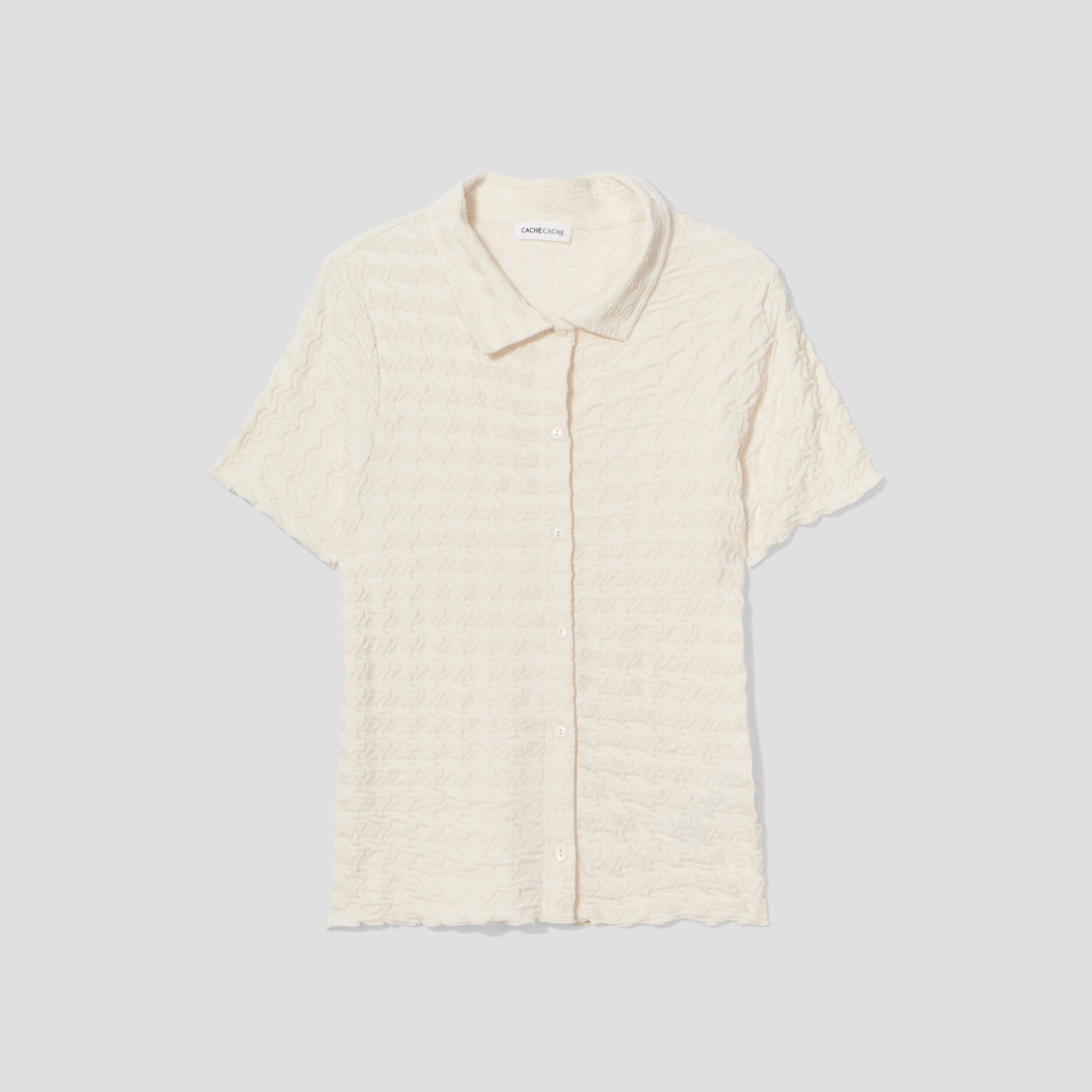 Blouse manches courtes gaufré ecru femme | Cache Cache