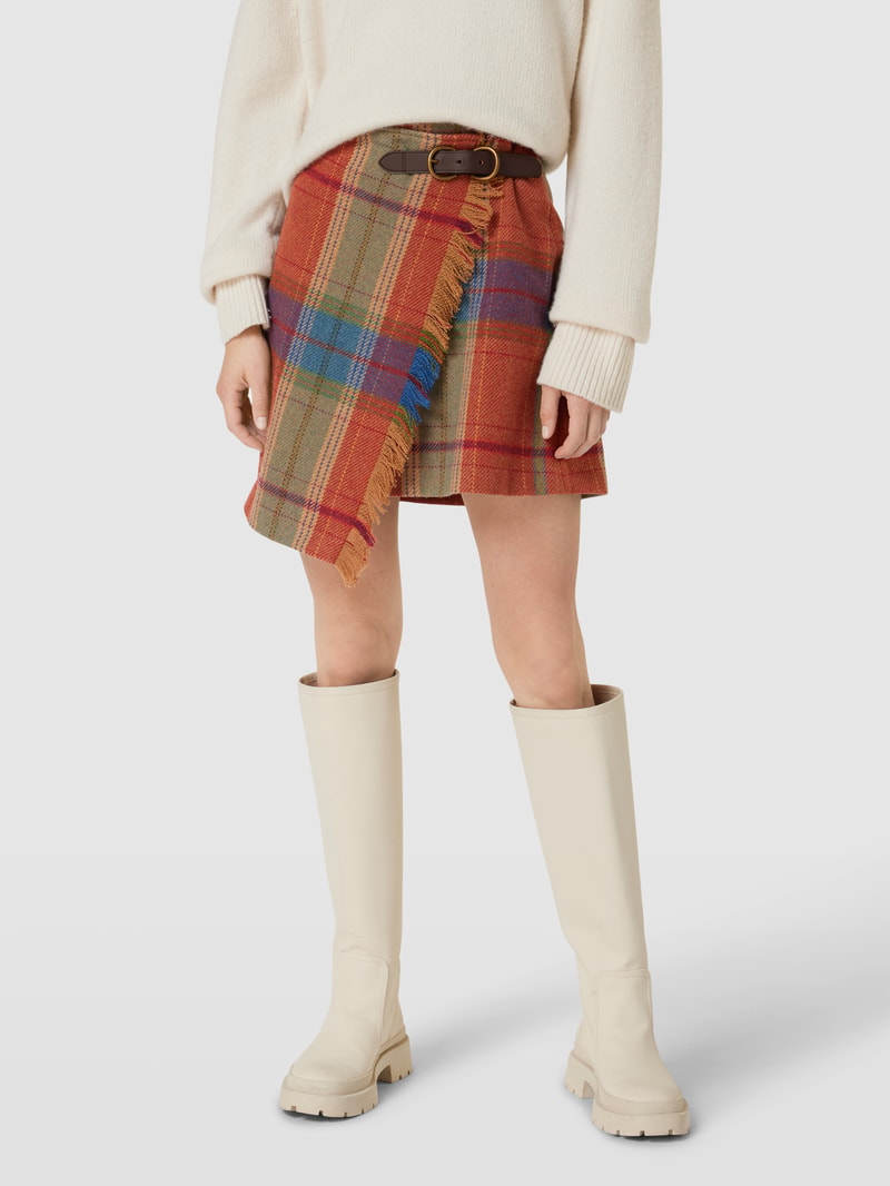 Minirock mit Tartan-Karo in orange