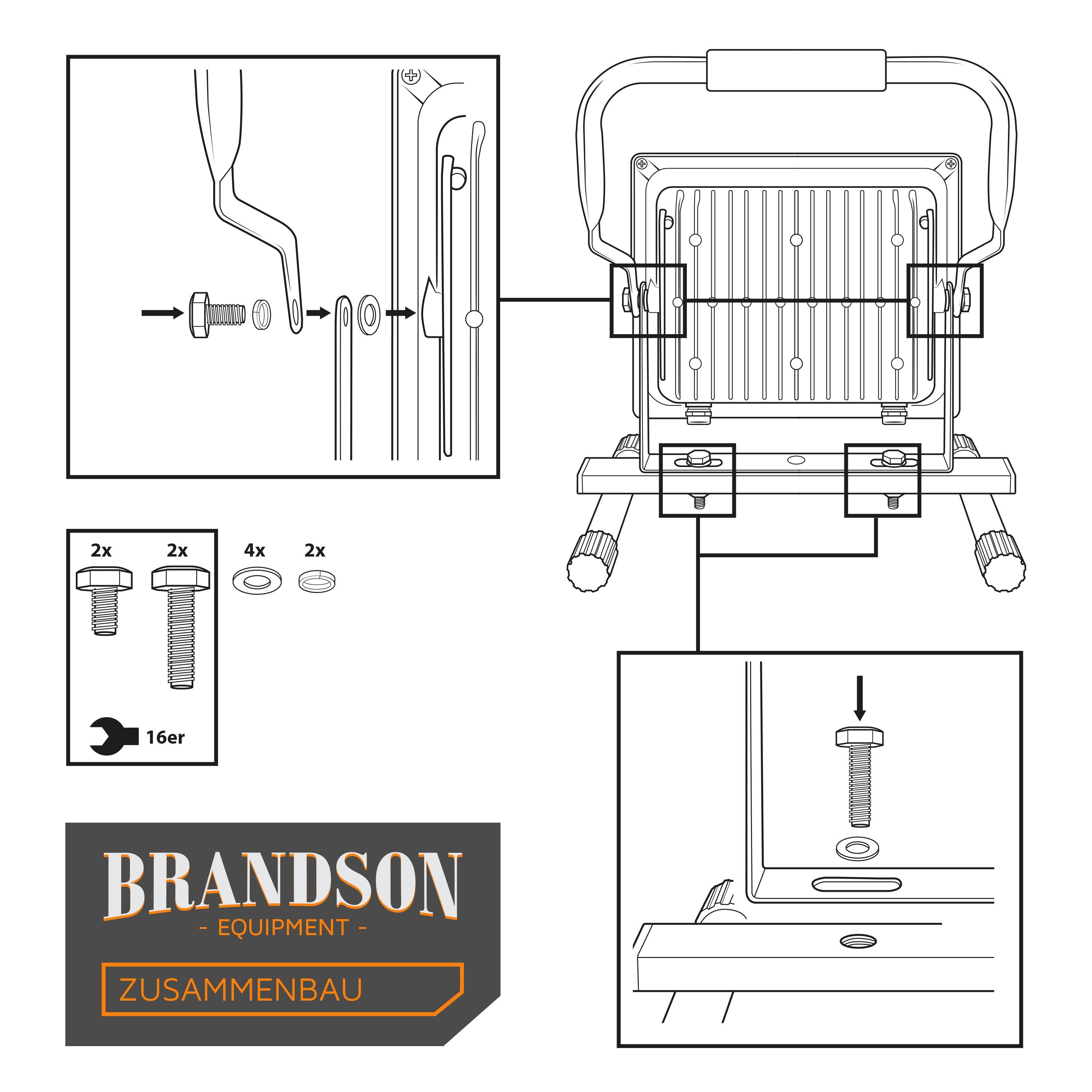 Brandson Baustrahler, LED, für Innen- & Außenbereich, 30W, 2500 Lumen, IP65 (wasserfest)