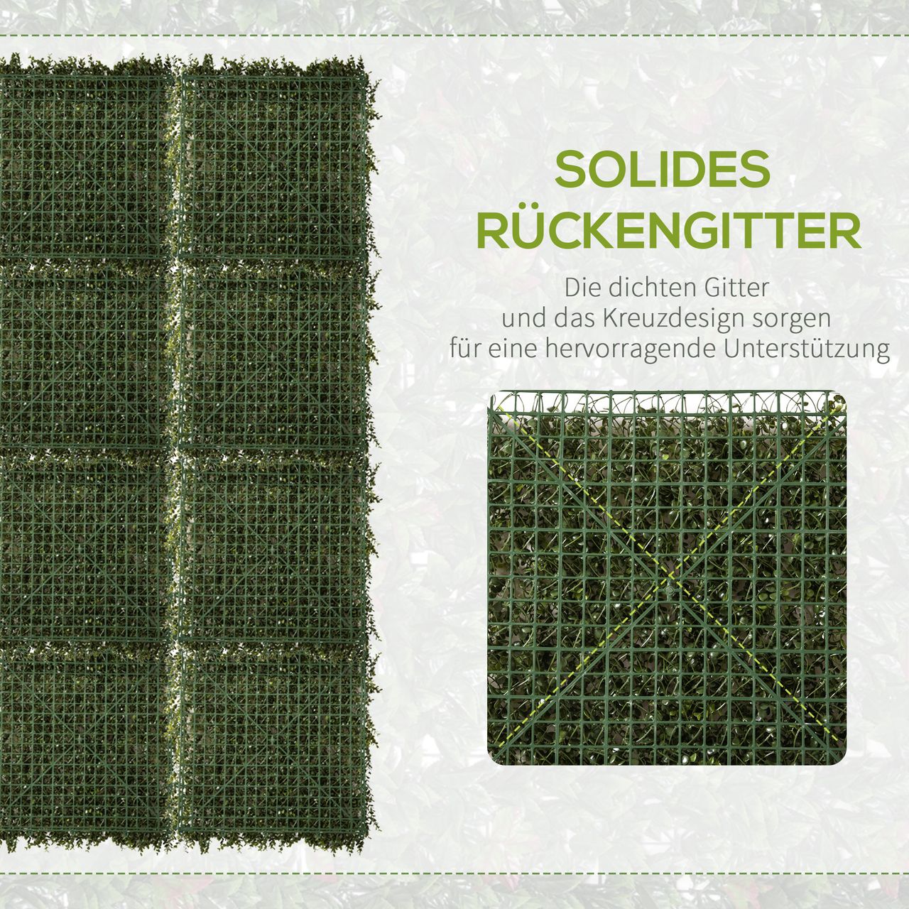 Outsunny 12 Stück künstliches Pflanzenwand Hecke 50x50 cm