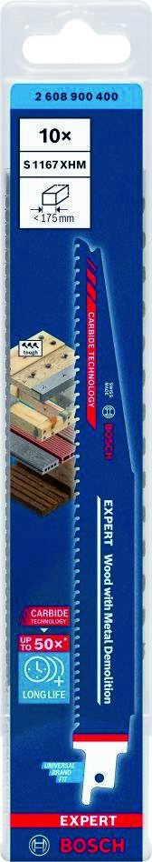 Bosch Blue Accessories 2608900400 Expert ‘Trä med metallrivning’ S 1167 XHM tigersågblad 10 delar