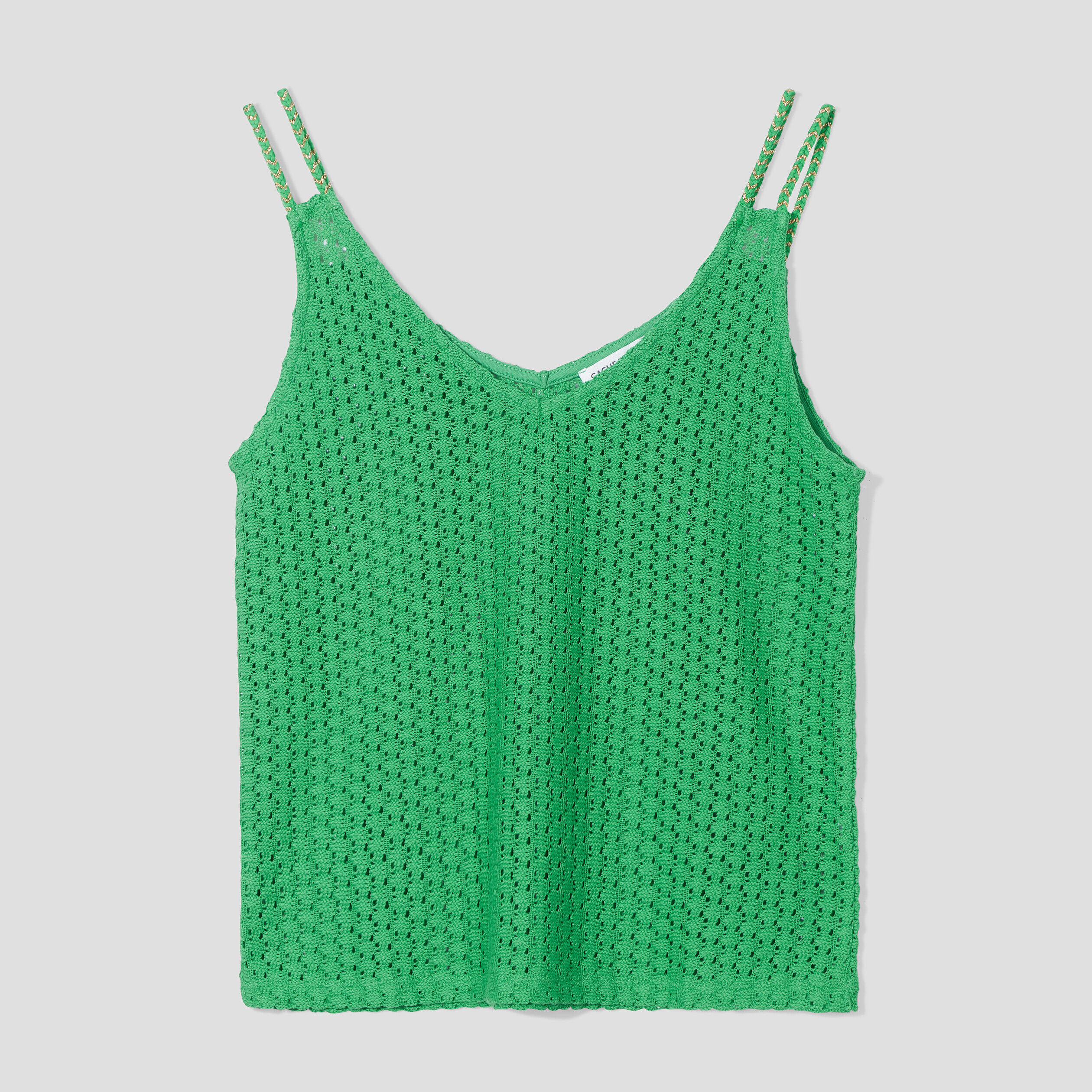 Débardeur crochet bretelles vert femme | Cache Cache