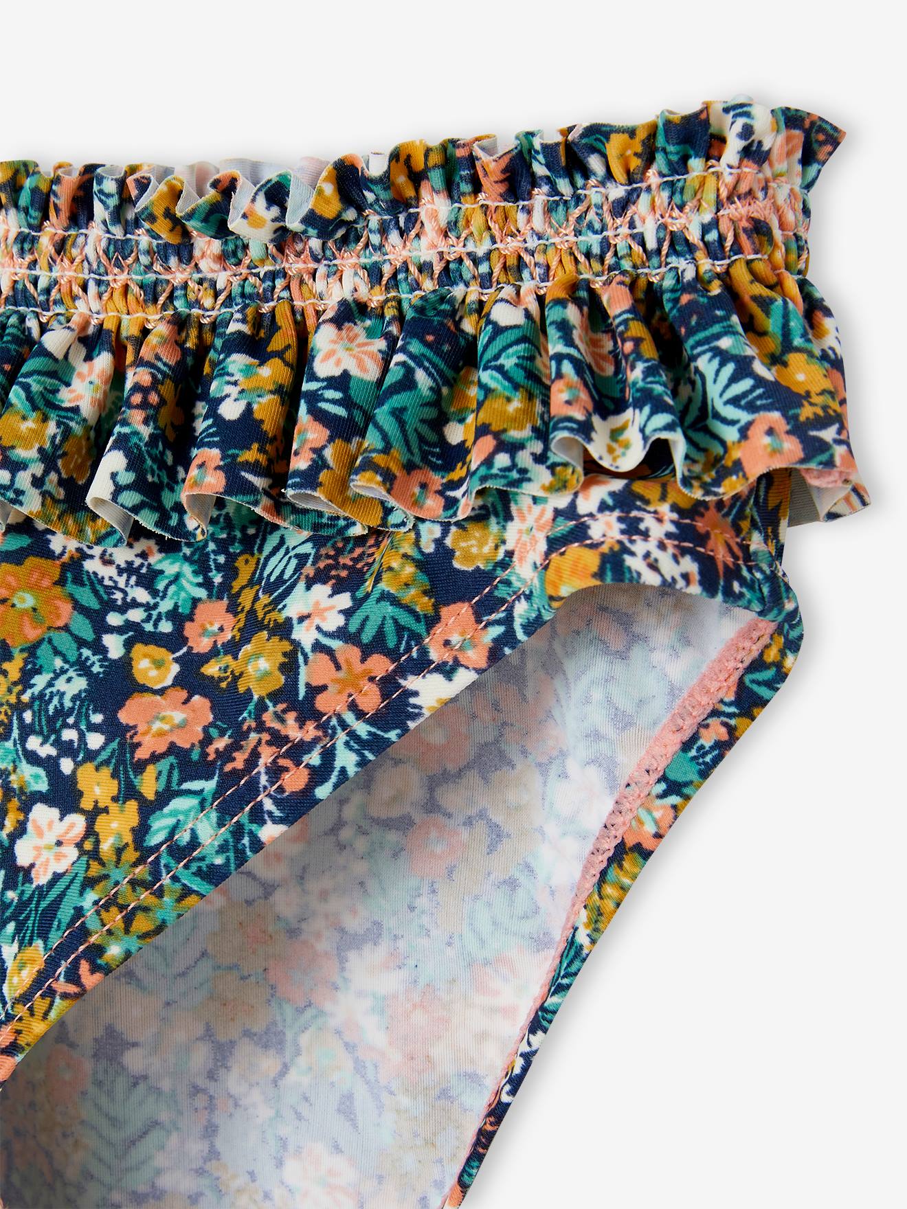 Vertbaudet Mädchen Bikini, Blumen Oeko-Tex - blau